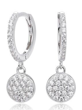 Sterling Silver Crystal Drop Earrings - White Gold Plated